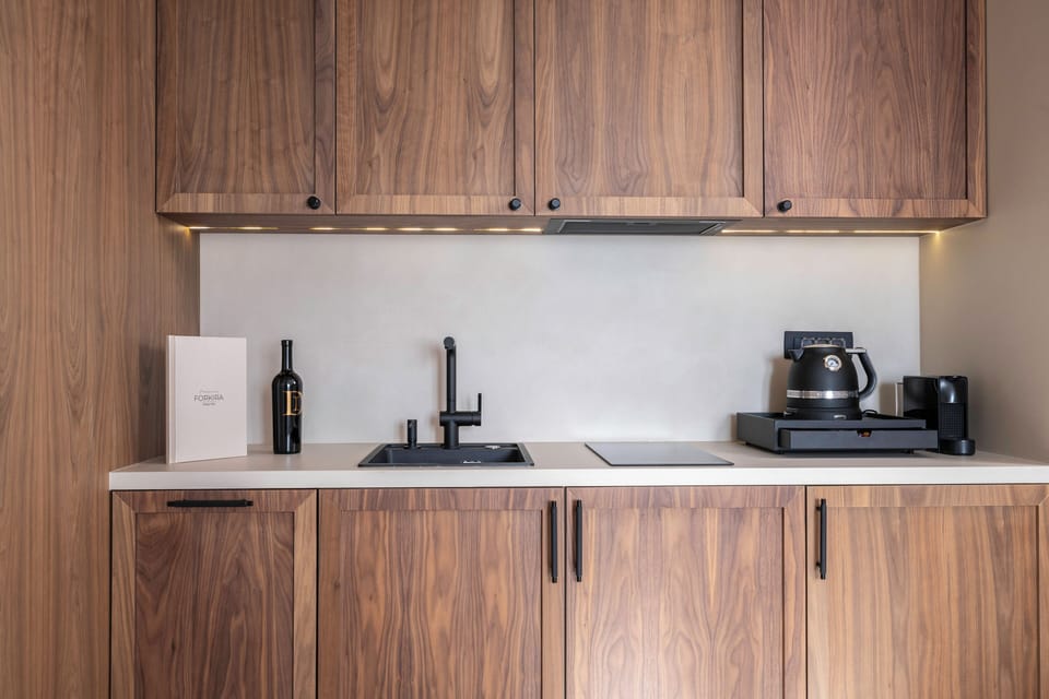 Deluxe Double Room | Private kitchen | Mini-fridge, microwave, stovetop, dishwasher