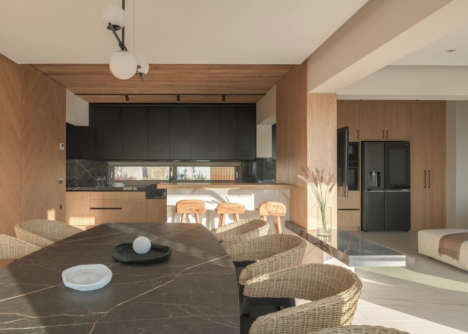Open plan living and kitchen area, with direct outdoor access