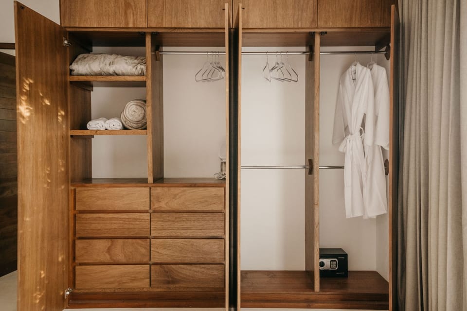 King Bed Suite on second floor.  Each bedroom features large closets with drawers and space for hanging.  Luxurious bathrobes are included in each room.