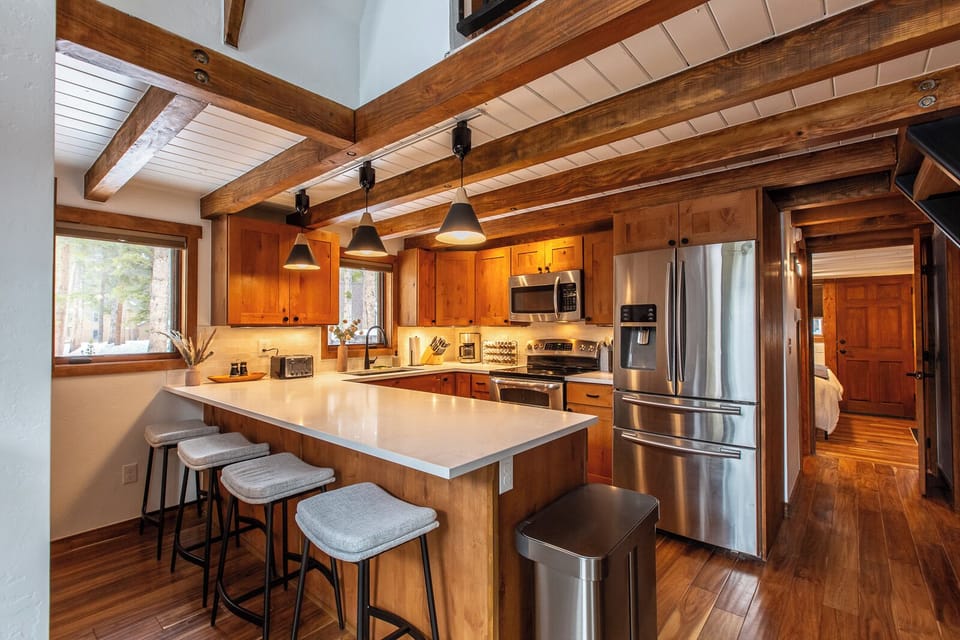 Recently renovated kitchen with modern amenities. 