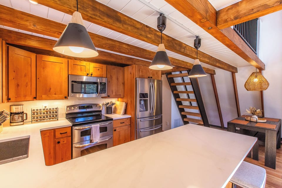 Recently renovated kitchen with modern amenities. 