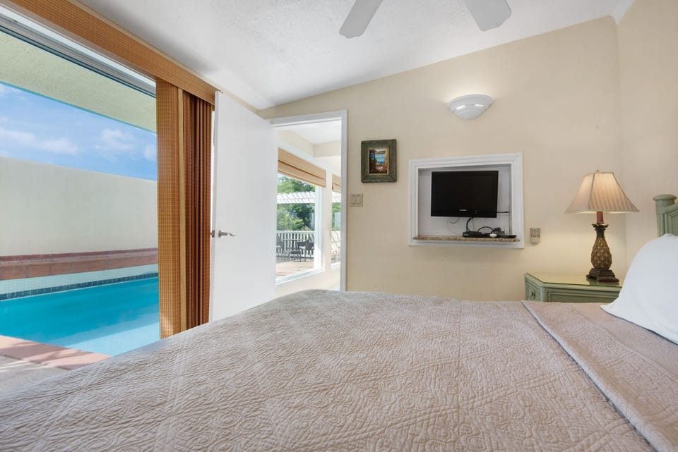 Pool view from bed.
