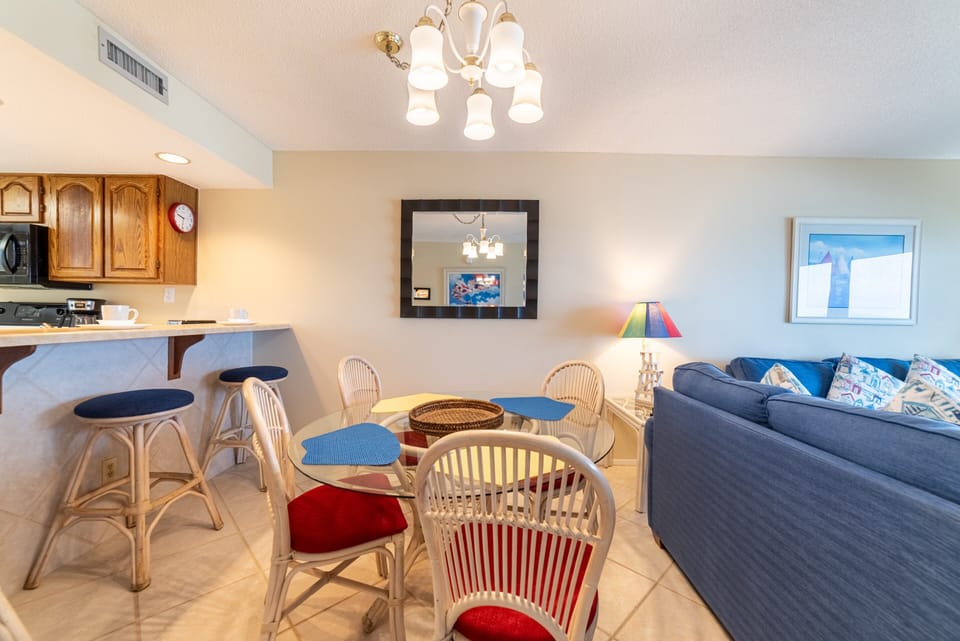 Rainy day? 
Enjoy a board or card game at the dining table
