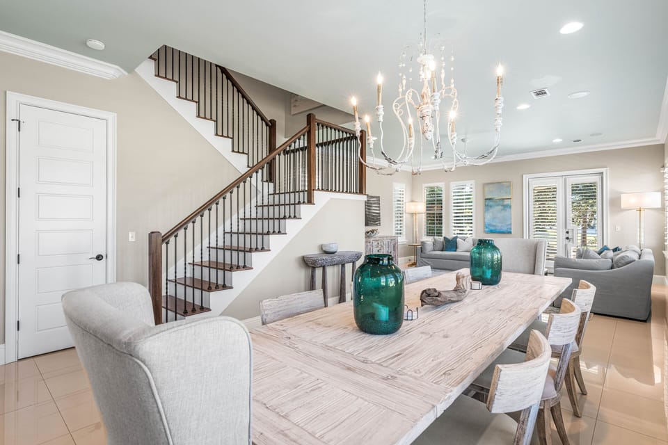 Dining area with custom built table