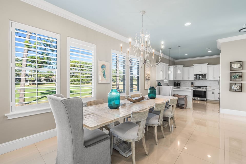Dining area with custom built table