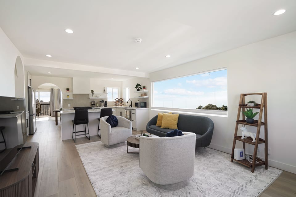 Deluxe House, 3 Bedrooms, Ocean View | Living area | 55-inch flat-screen TV with digital channels