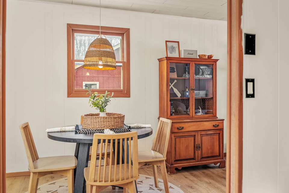Transition seamlessly from the dining area to the kitchen.
