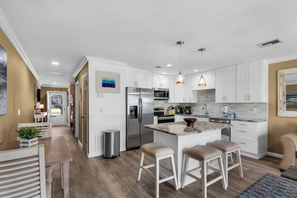 Kitchen island has additional seating