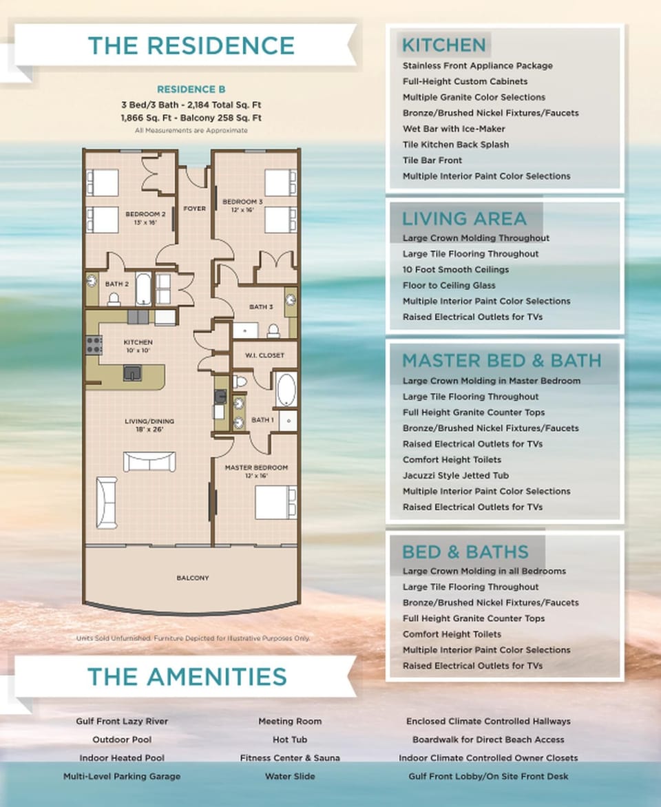 Explore this 3 bedroom 3 bath vacation rental with stunning views and beachfront balcony access from the master suite