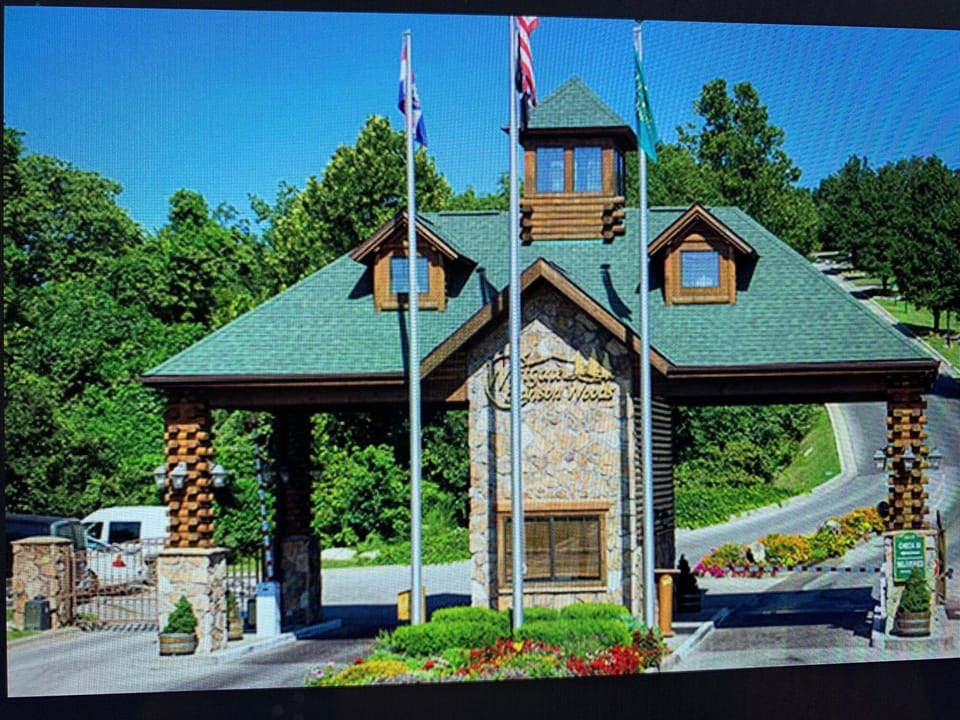 Security gates into the resort property