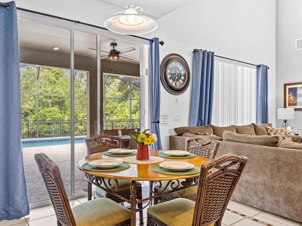 There is plenty of seating at the house including this kitchen table for four. 