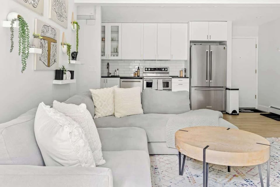 Living area and kitchen
