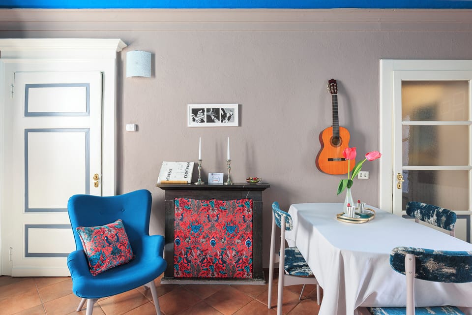 Living room. Dining area but also work table in a harmonious environment.