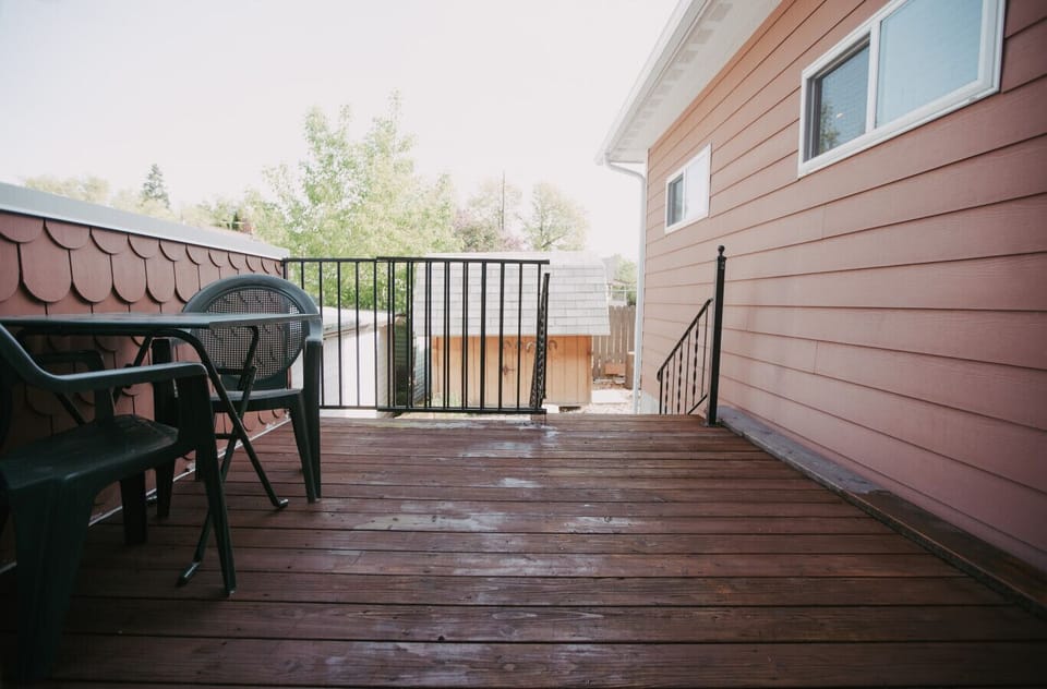 Rattlesnake Apartment #2- A private deck off the Rattlesnake apartment — your own outdoor space to take in a Missoula morning.