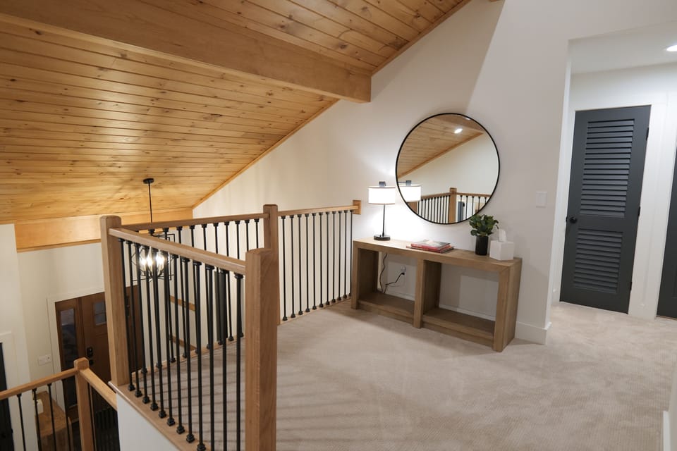 Wood ceilings blend rustic charm with modern elegance, creating a warm and inviting atmosphere