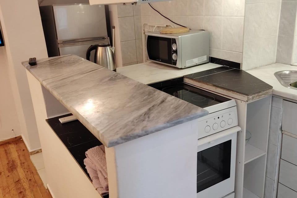Fridge, microwave, oven, electric kettle