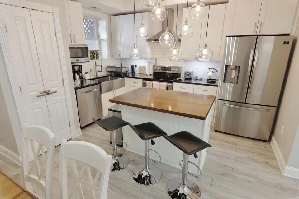 Kitchen comes equipped with all essentials such as coffee maker, coffee, tea kettle, tea, sugar, creamer
