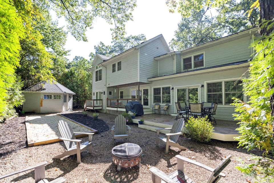 Fire pit and Bocce ball out back