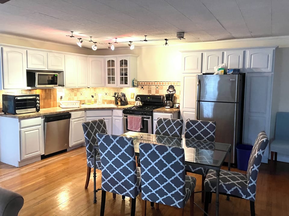 Upstairs kitchen and dining table
