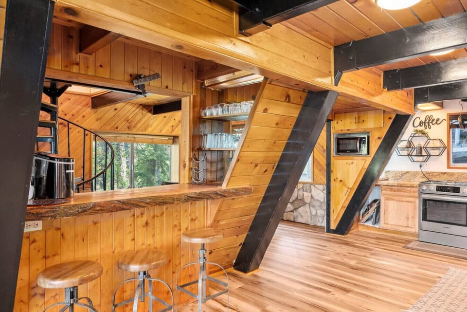 Bar seating for up to three.