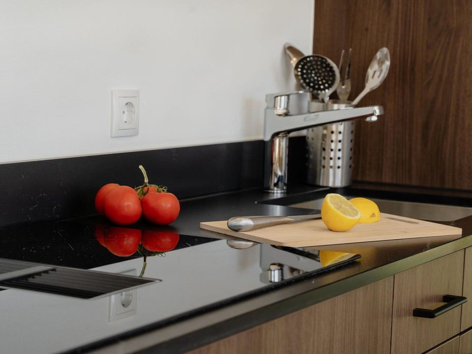 Kitchen, Countertop, Plumbing Fixture, Tap, Kitchen Sink, Sink, Tableware, Kitchen Appliance, Furniture