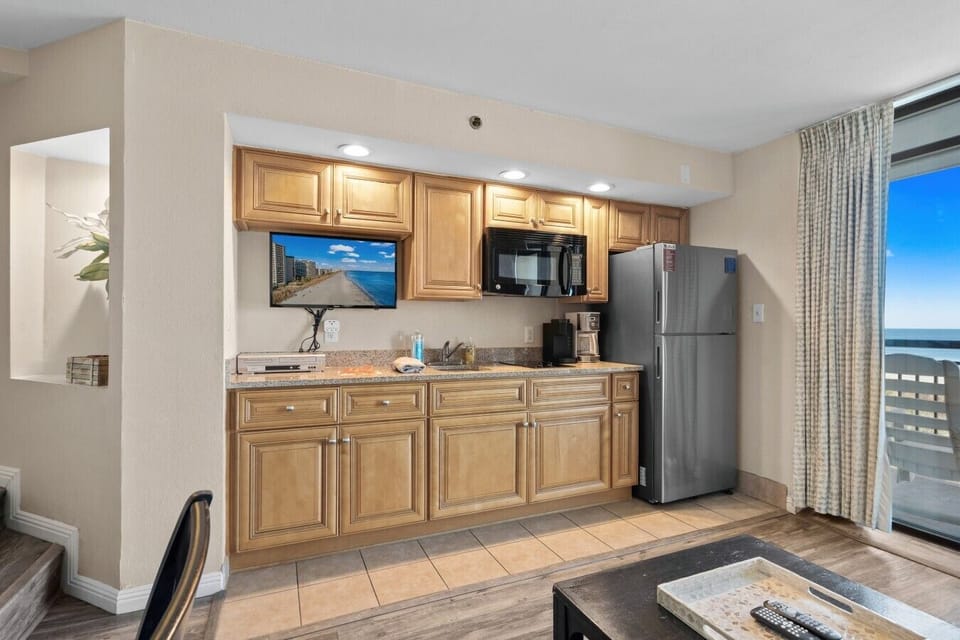 Oceanfront kitchen provides pristine views while preparing vacation meals