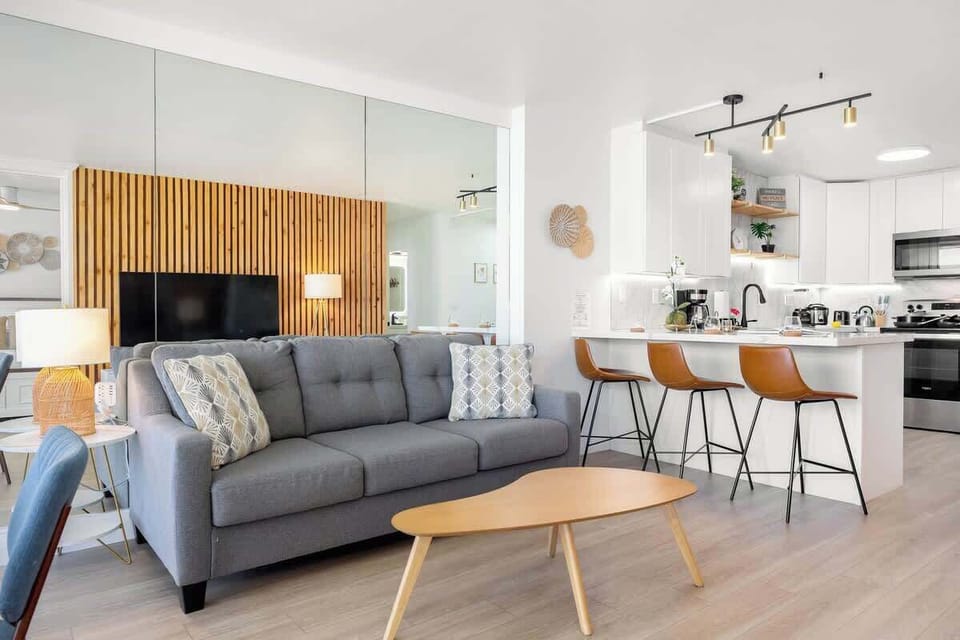 Pull-out sleeper sofa in the living room
