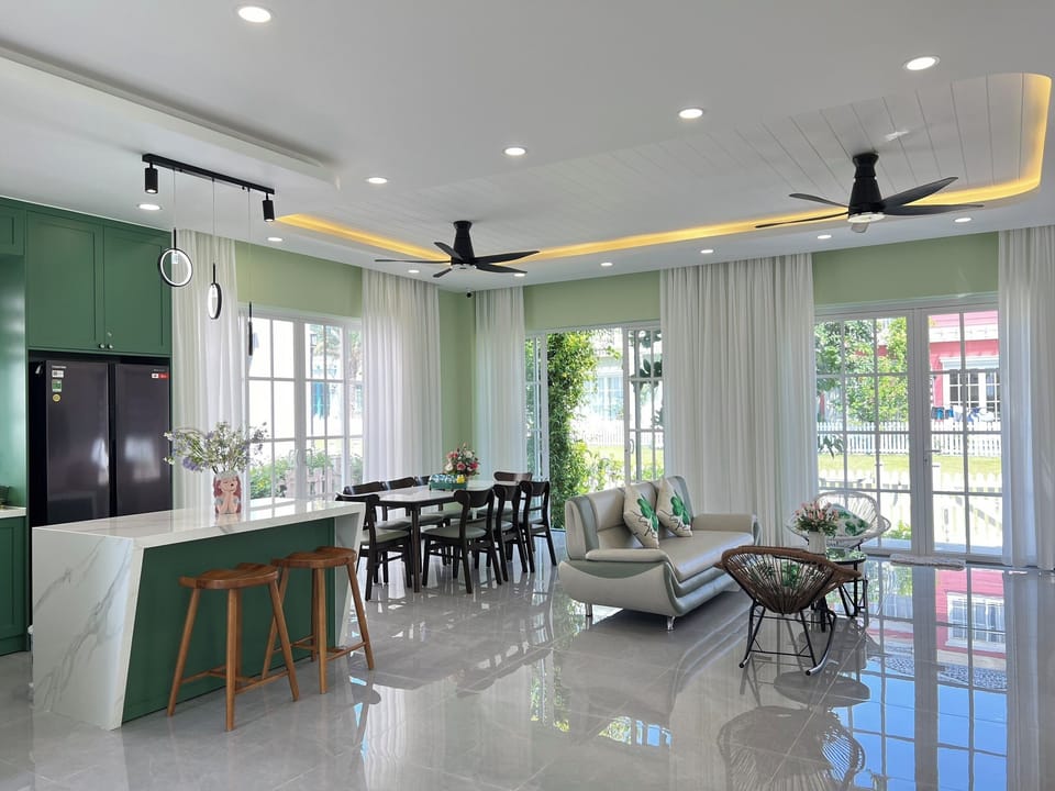 Family Villa, 3 Bedrooms, Garden View | Living area | 55-inch Smart TV with satellite channels, books, smart speakers