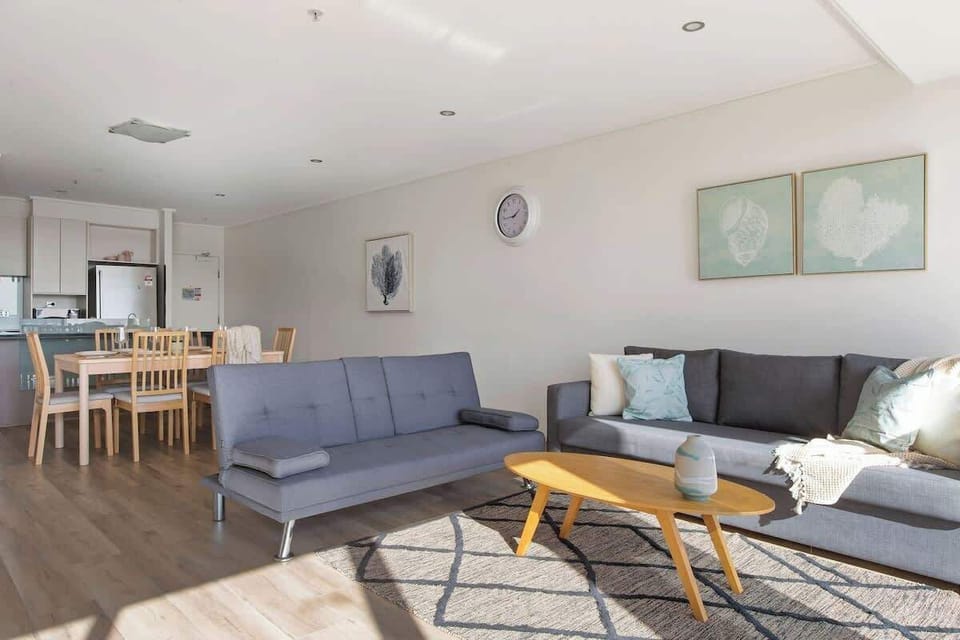 The living area with TWO 3-seater sofa beds that fold out to a double.