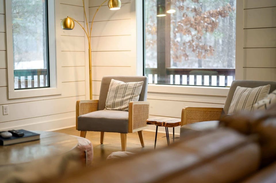 Stream your favorites by the fireplace in the open concept living room