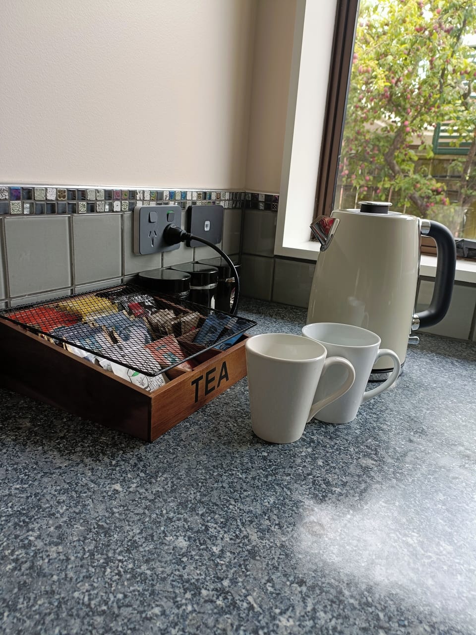 Tea, Coffee, Hot Chocolate and Plunger Coffee provided 