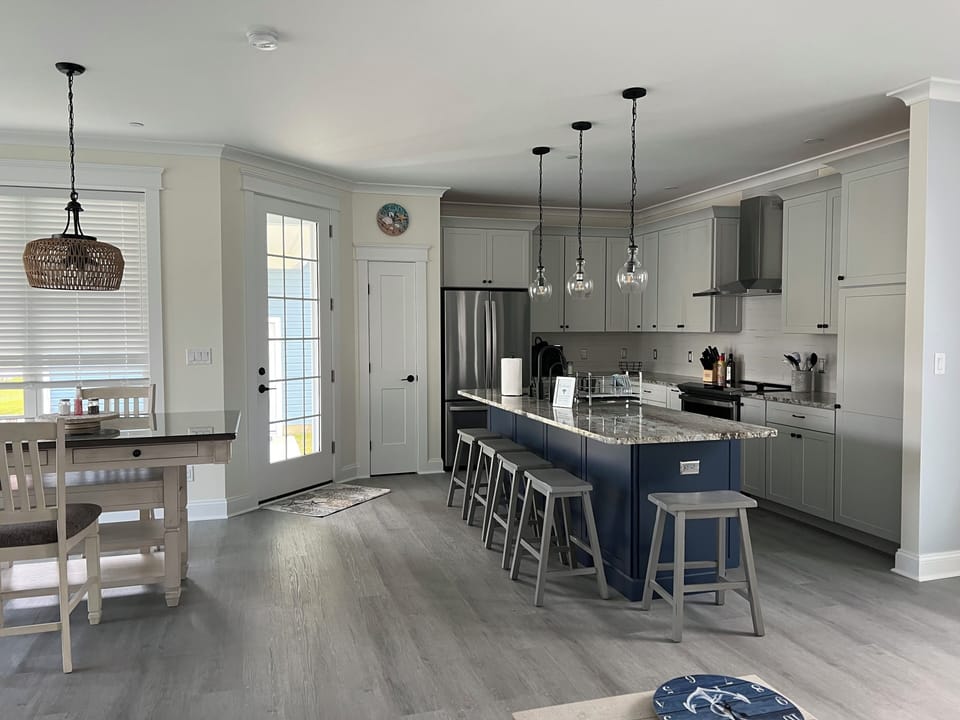 Kitchen and island