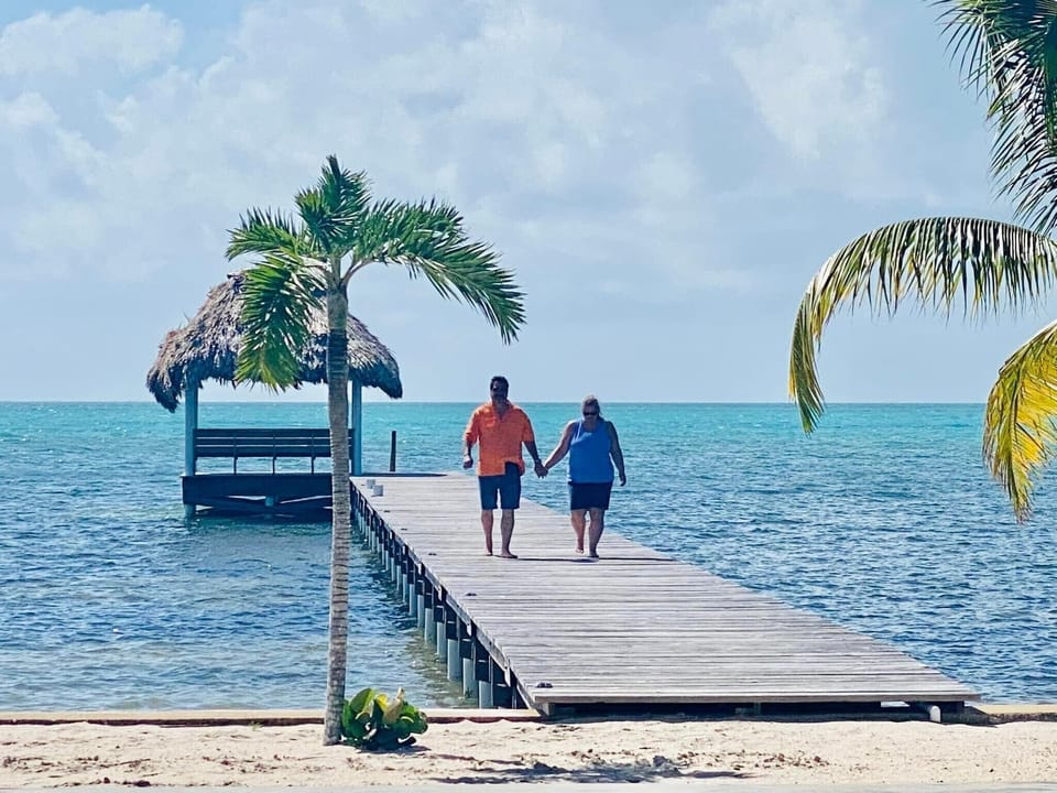 Romantic walk on pier