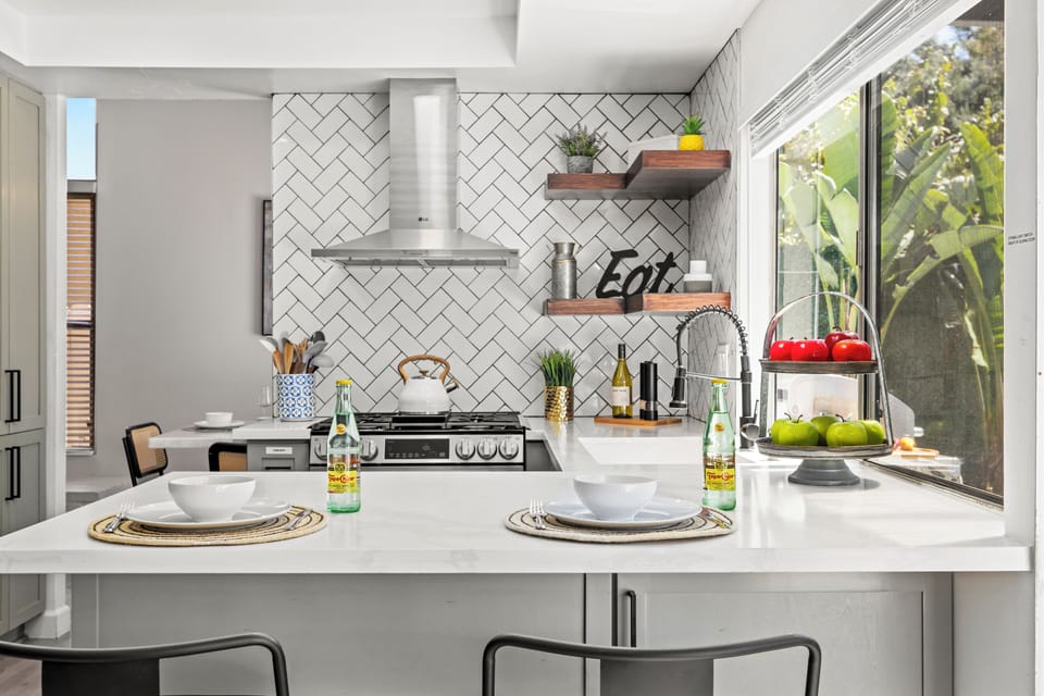 Grab a seat at the kitchen island for breakfast