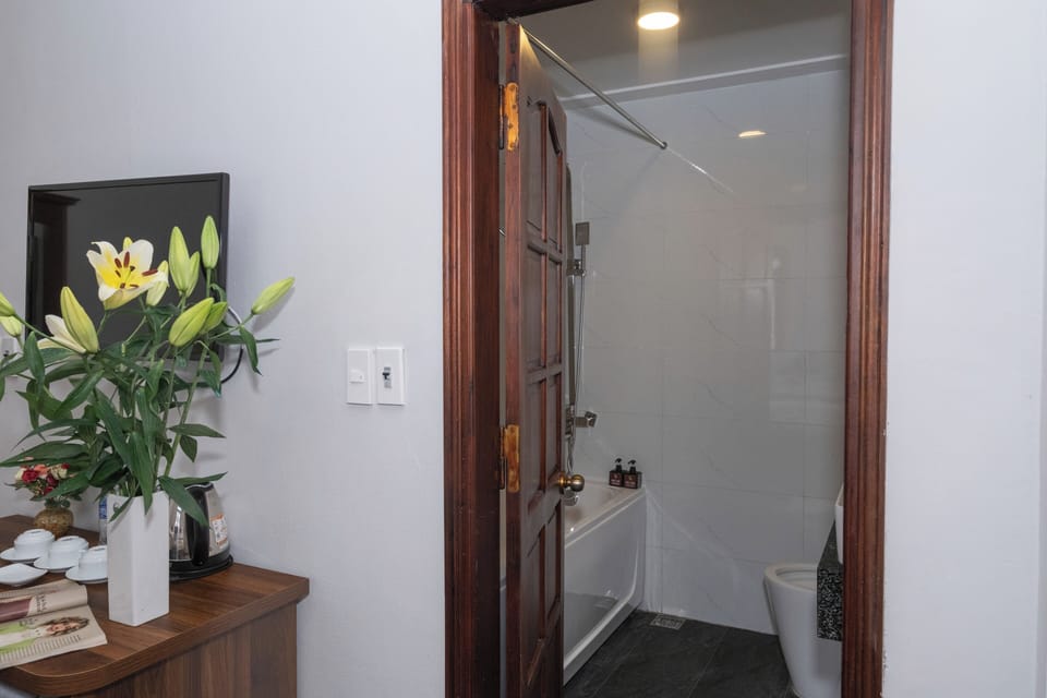 Combined shower/tub, deep soaking tub, hydromassage showerhead