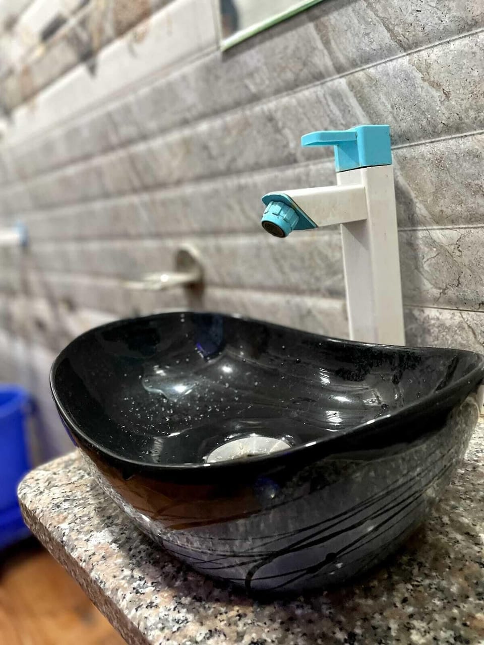 Shower, towels, soap, shampoo