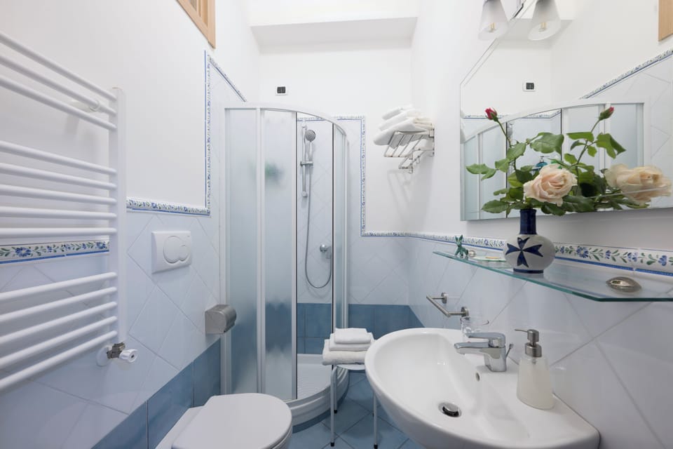 Classic Double or Twin Room, Patio, Garden View | Bathroom | Shower, hair dryer, bidet, soap