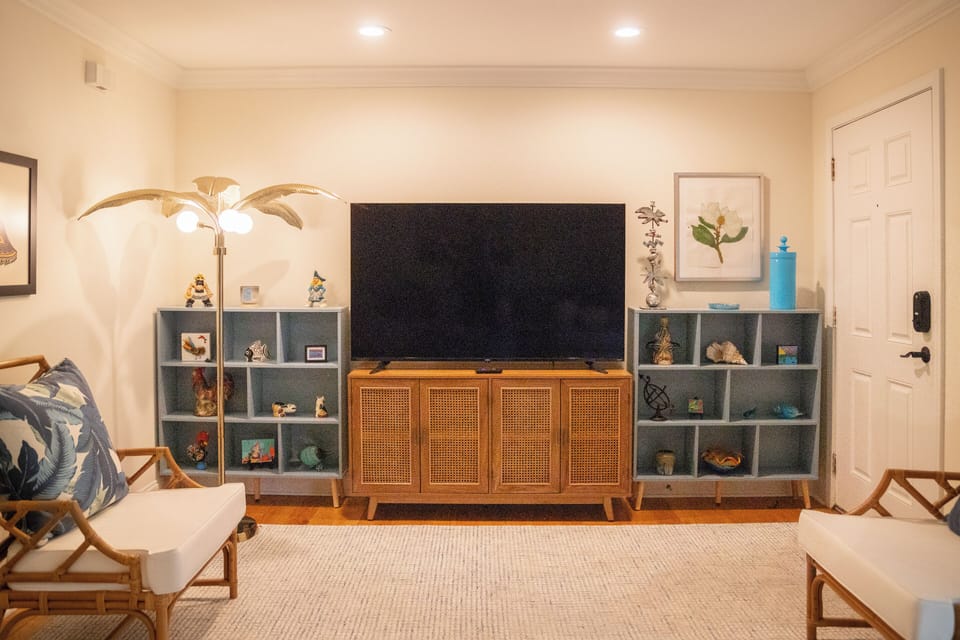 Spacious Living Room with large Smart TV