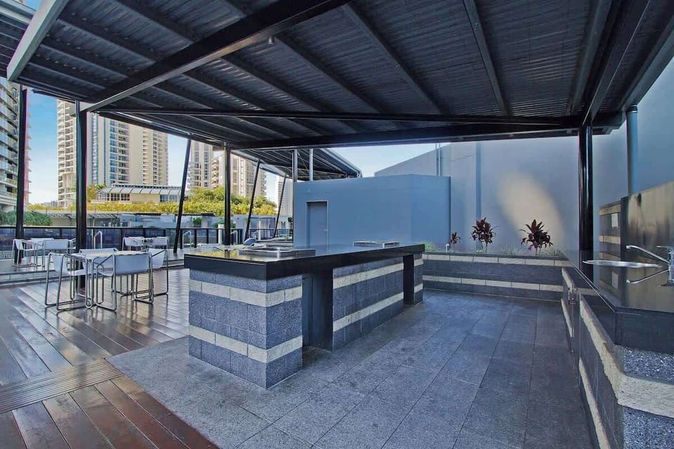 Communal outdoor pool on level 3 of the North Tower. 
