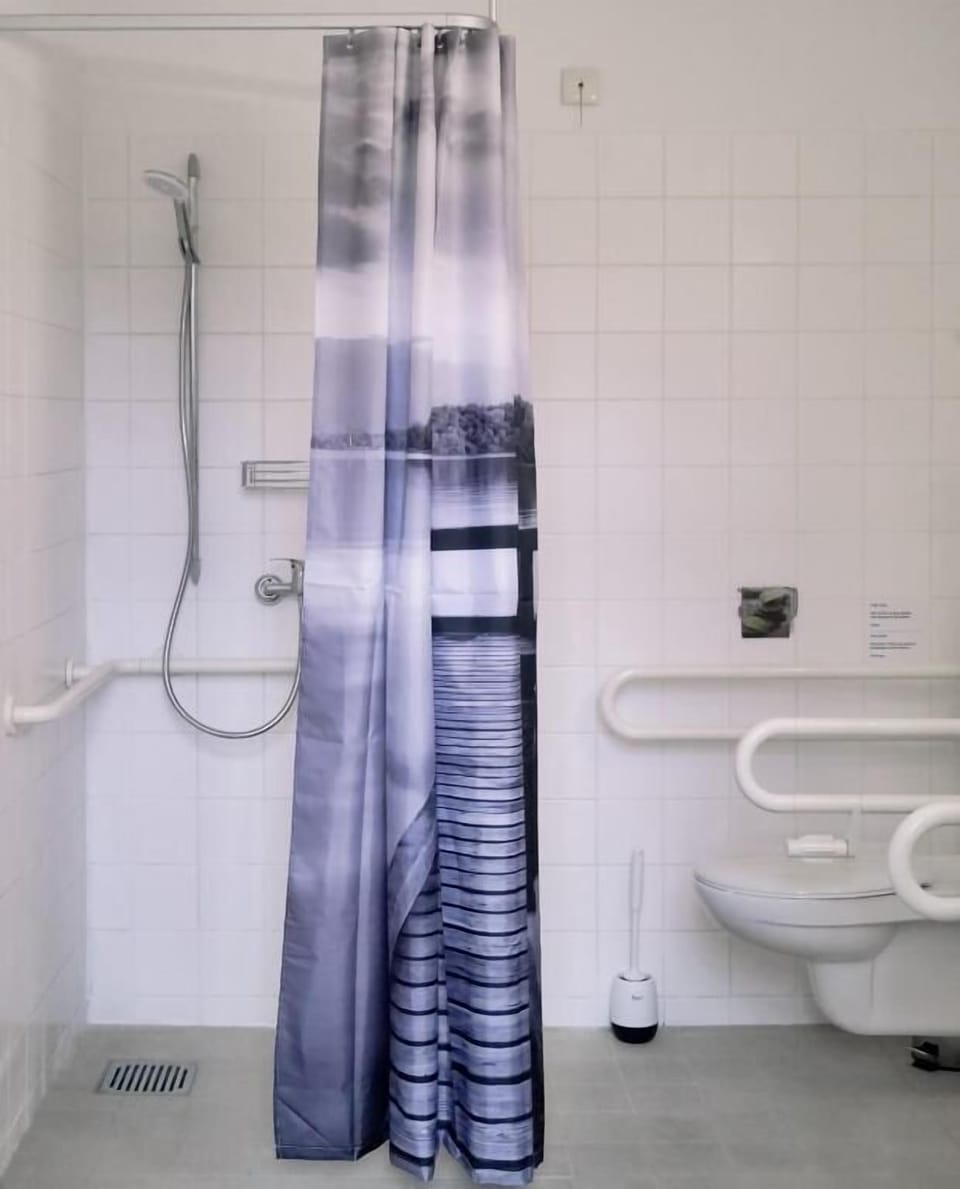 Behindertengerecht Barrierefrei | Bathroom | Shower, hair dryer, towels, soap