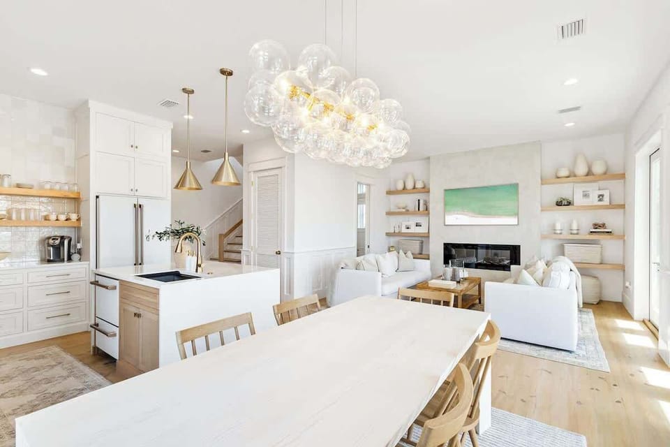 Living area features plenty of seating and a smart tv for unwinding in the evenings.