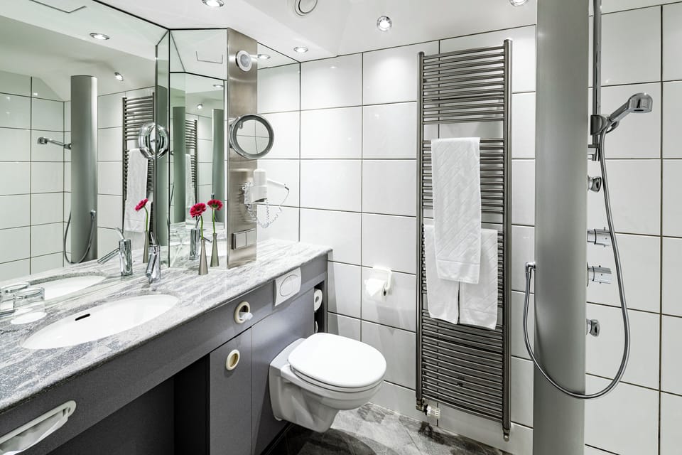 Hair dryer, bathrobes, towels