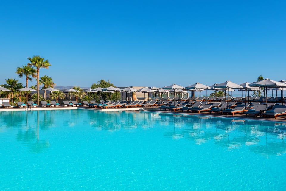 Outdoor pool, pool umbrellas