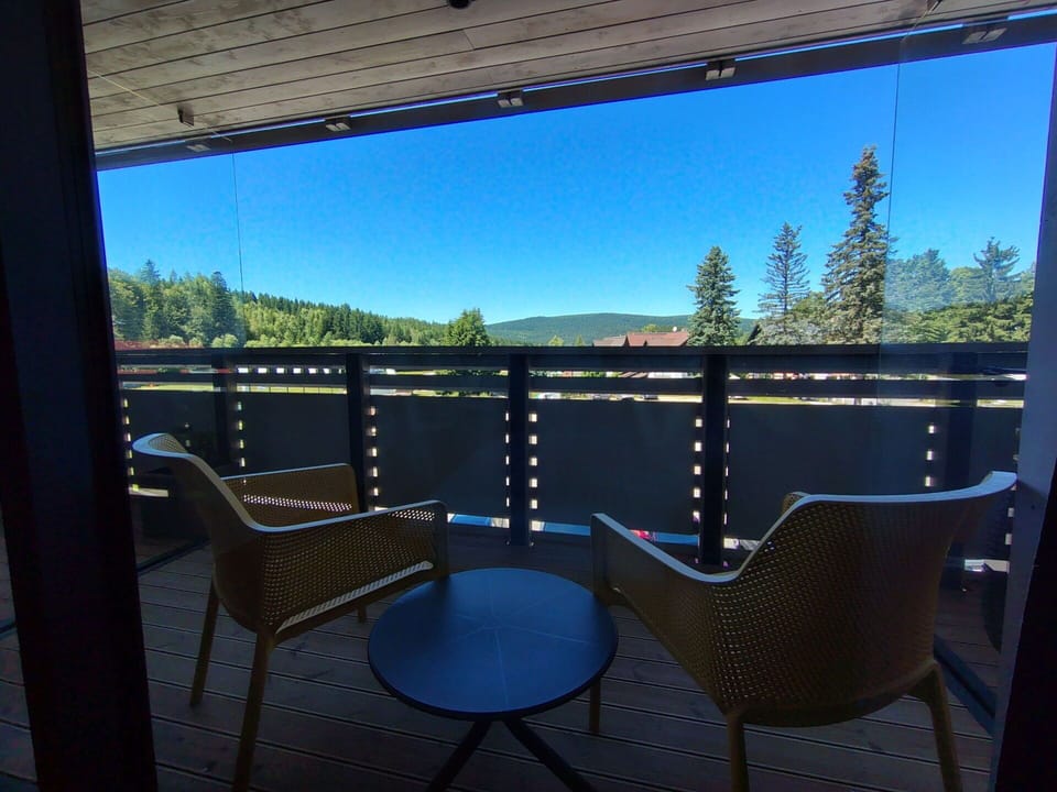 Furniture, Chair, Balcony, Outdoor Furniture, Hardwood, Coffee Table, Outdoor Table, Armrest, Eco Hotel