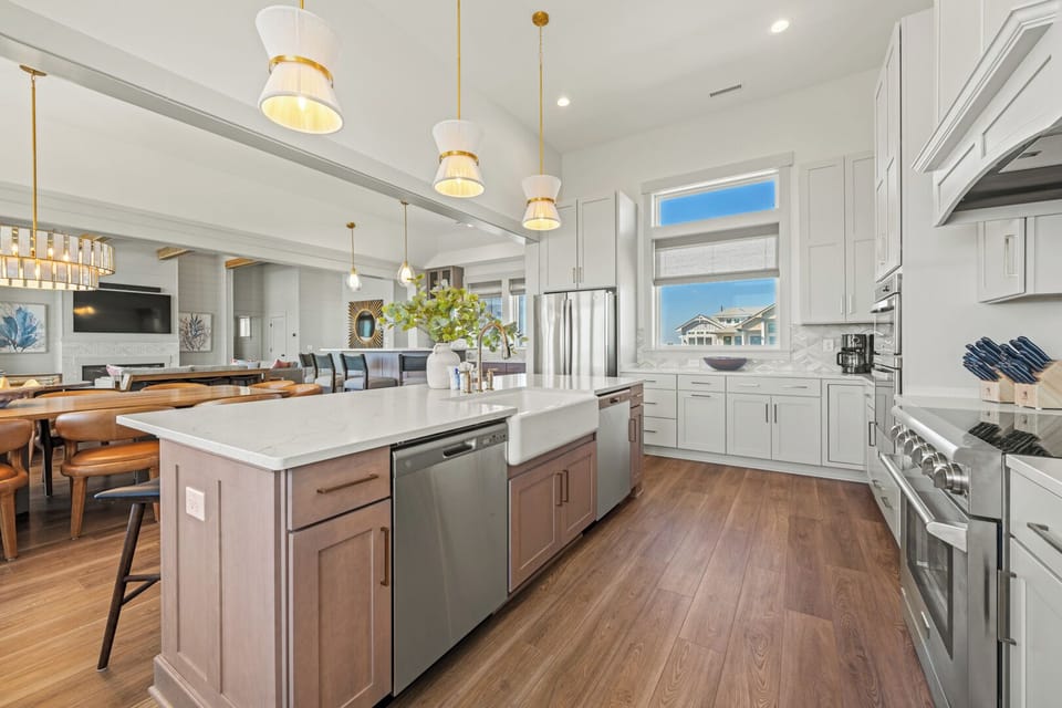 Kitchen Area with Ocean View and Bar Seating on Fourth Level