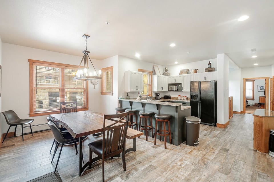 Dining table with seating for 8 and additional counter seating 