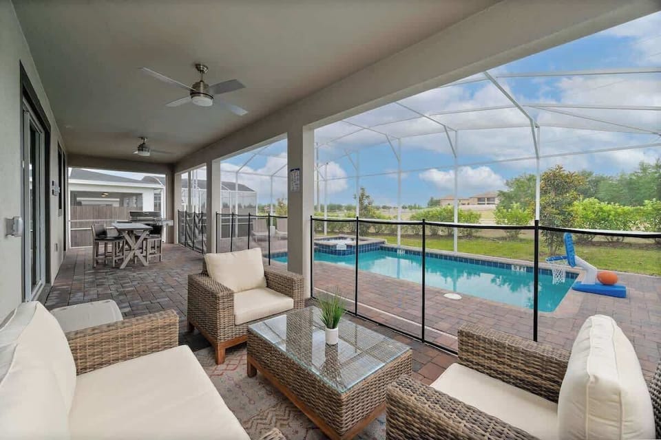 Relax on the shaded patio, sip drinks by the sparkling pool, and enjoy the sun!
