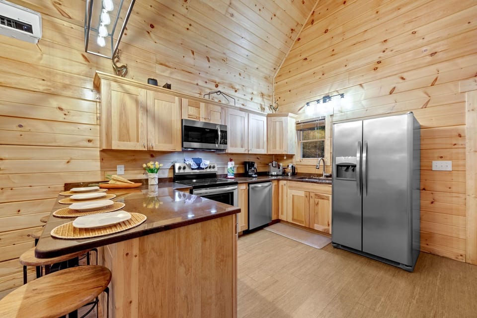 This bright, open kitchen is perfect for whipping up a meal or enjoying coffee.