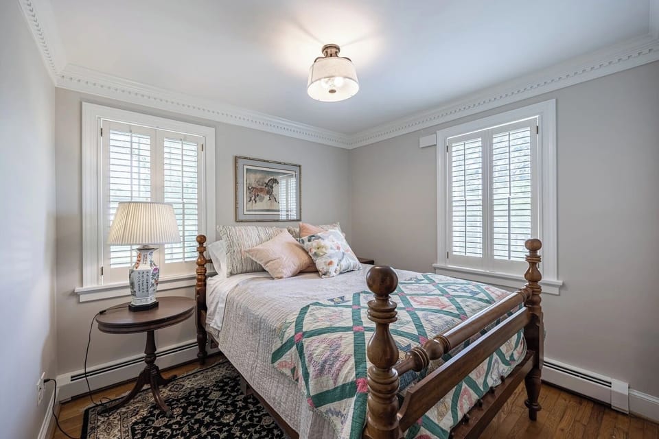 Downstairs bedroom with queen bed