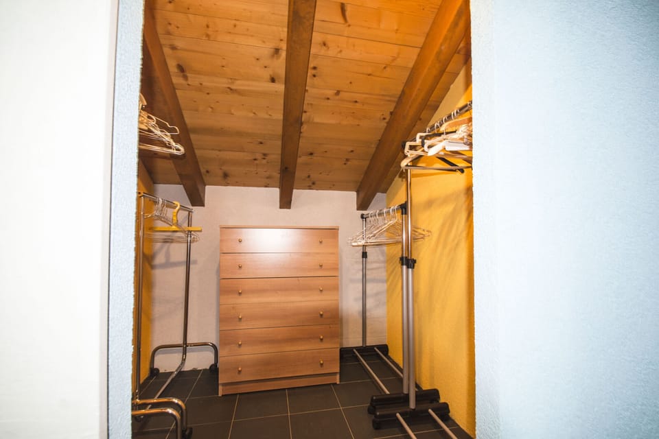 Walk-in wardrobe in the bedroom.